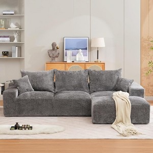 110" Modular Cloud Sofa, L-Shaped Sectional with Chaise, Plush Chenille/Corduroy Fabric, Deep Seat, No Assembly Needed, for Living Room & Apartments - 1 of 4