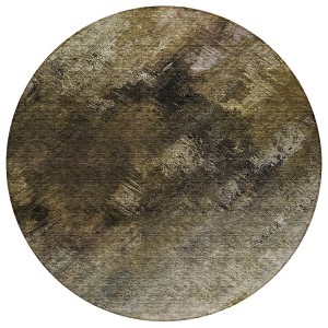 Chocolate And Beige Abstract Washable Indoor Outdoor Area Rug - 1 of 4