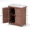 Potting Bench with Storage Cabinet, Outdoor Garden Workstation with Metal Tabletop, Ventilated Doors, Patio Tool Organizer-The Pop Home - 3 of 4