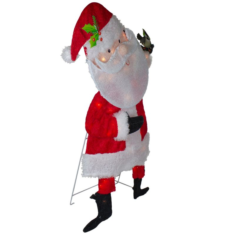 Northlight 32" Lighted Red and White Chenille Santa Outdoor Christmas Decoration, 4 of 6
