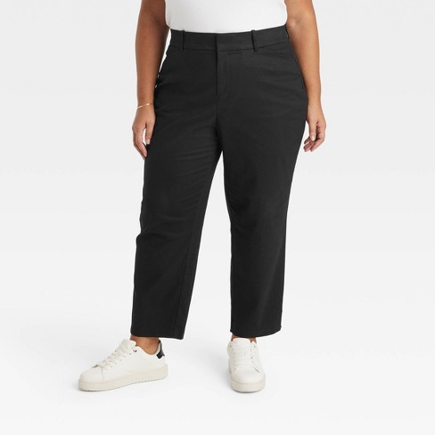 Women's High-Rise Tapered Fluid Ankle Pull-On Pants - A New Day™ Black XS