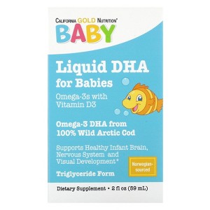 California Gold Nutrition Baby's DHA, Omega-3s with Vitamin D3, 1,050 mg, 2 fl oz (59 ml) - 1 of 3