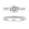 Silver 1/4 Cttw Diamond Halo and Swirl Engagement Ring and Wedding Band Set - 2 of 4