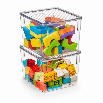 Sorbus Medium Storage Containers with Lids - Small Plastic Storage Bins - Toy Organizers and Storage Bin - Clear Containers for Organizing
