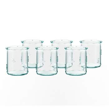 Amici Home Italian Recycled Green Regina Double Old Fashioned Glasses, Drinking Glassware with Green Tint, Embossed Bee Design, Set of 6,12-Ounce