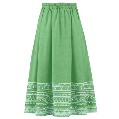 Collections Etc Stylish Border Print Full Skirt with Elasticized Waist