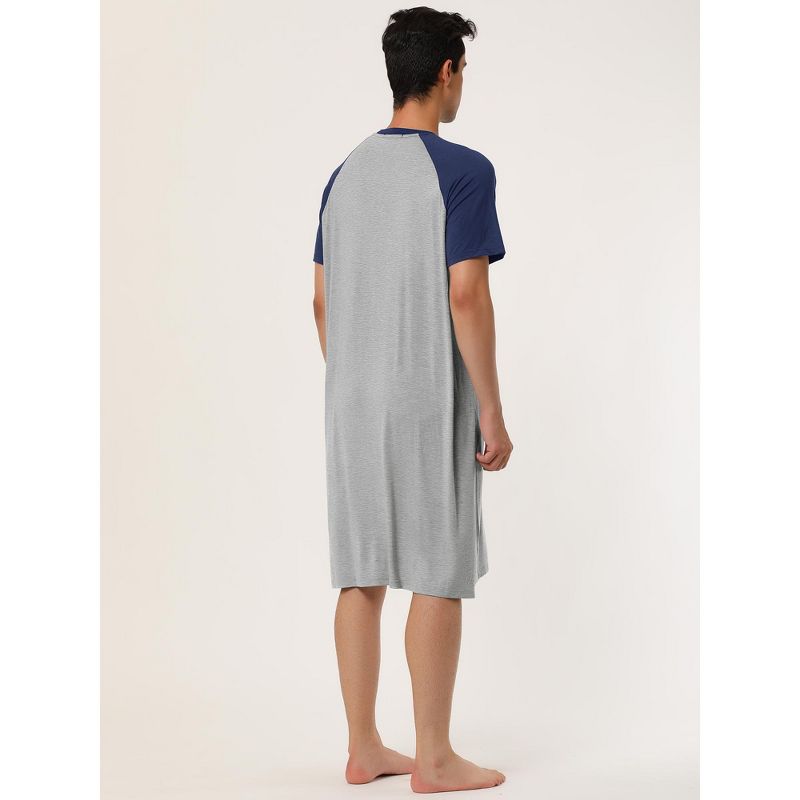 Lars Amadeus Men's Comfy Lounge Soft Loose Short Sleeves Sleep Nightgown, 5 of 7