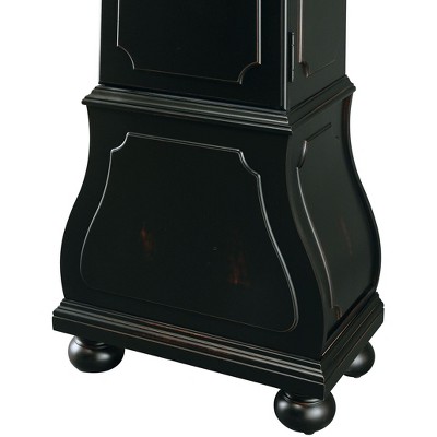 Black Distressed Wood Quartz Floor Clock with Brass Pendulum