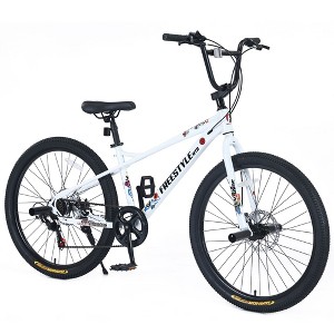 Okak 26IN Bmx Bike with Double Disc Brakes, Kids Bike with Aluminum Rims and 7 Speed System, Children Bicycle for Age 12+ Boys and Girls - 1 of 4