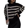 Coolmee Fall Sweaters for Women Striped Oversized Fashion Long Sleeve Crewneck Stripe Cozy Knit Pullover Tops Cute Winter Clothing - 3 of 4