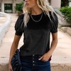 Amaryllis Women's Short-Sleeve Velvet Puff Sleeve Top Elegant Crew Neck  Texture - 2 of 4