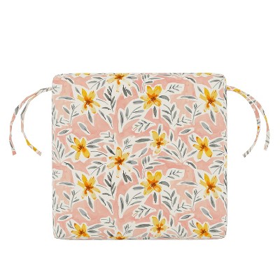 18" x 18" Outdoor Seat Cushion Cari Floral Pink/Yellow/Gray - Skyline Furniture