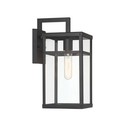 Blake Black Metal and Clear Glass Outdoor Sconce