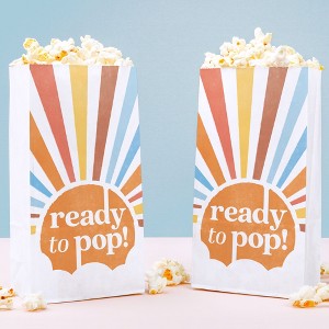 Big Dot of Happiness Here Comes the Son Ready to Pop Popcorn Bags, Baby Shower Favor Snack Treats, Free-Standing Individual White Paper Bags - 25 Ct - 1 of 4