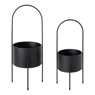 Kate and Laurel Peeto Metal Freestanding Planter, 2 Piece, Black