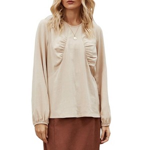 Coolmee Women's Wrap V Neck Hollow Out Long Sleeve Sexy Cropped Top Shirt - 1 of 4