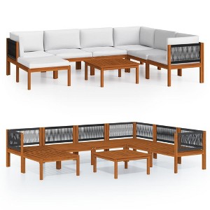 vidaXL 8 Piece Lounge Set - Solid Acacia Wood with Cream Cushions - Weather Resistant, Easy Clean - Ideal for Garden, Patio and Living Room - 1 of 4
