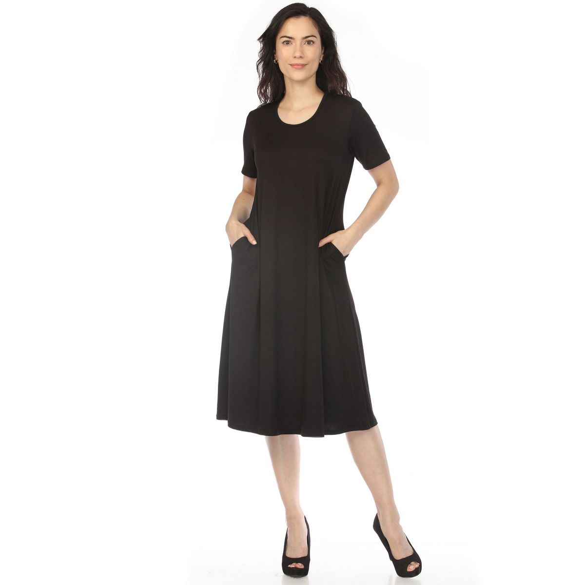 Women's Crew Neck T-Shirt Dress -White Mark
