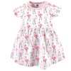 Hudson Baby Infant and Toddler Girl Cotton Short-Sleeve Dresses 2pk, Flamingos, 6-9 Months - 2 of 3