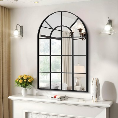 BEAUTYPEAK Black Frame Window Pane Wall Mirror Bathroom Mirror 24 "x36"