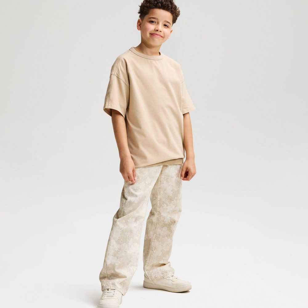 Boys' Short Sleeve Oversized Heavyweight Washed T-Shirt - Cat & Jack™ Sand S