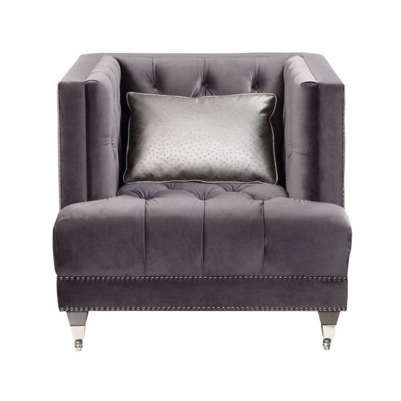 38&#34; Hegio Chair Gray Velvet - Acme Furniture, 5 of 13