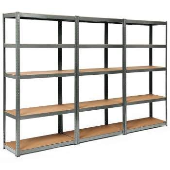 Costway 3PCS 72'' Heavy Duty Storage Shelf Steel Metal Garage Rack 5 Level Adjustable Gray