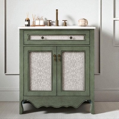 30" Vintage Bathroom Vanity with Ceramic Sink