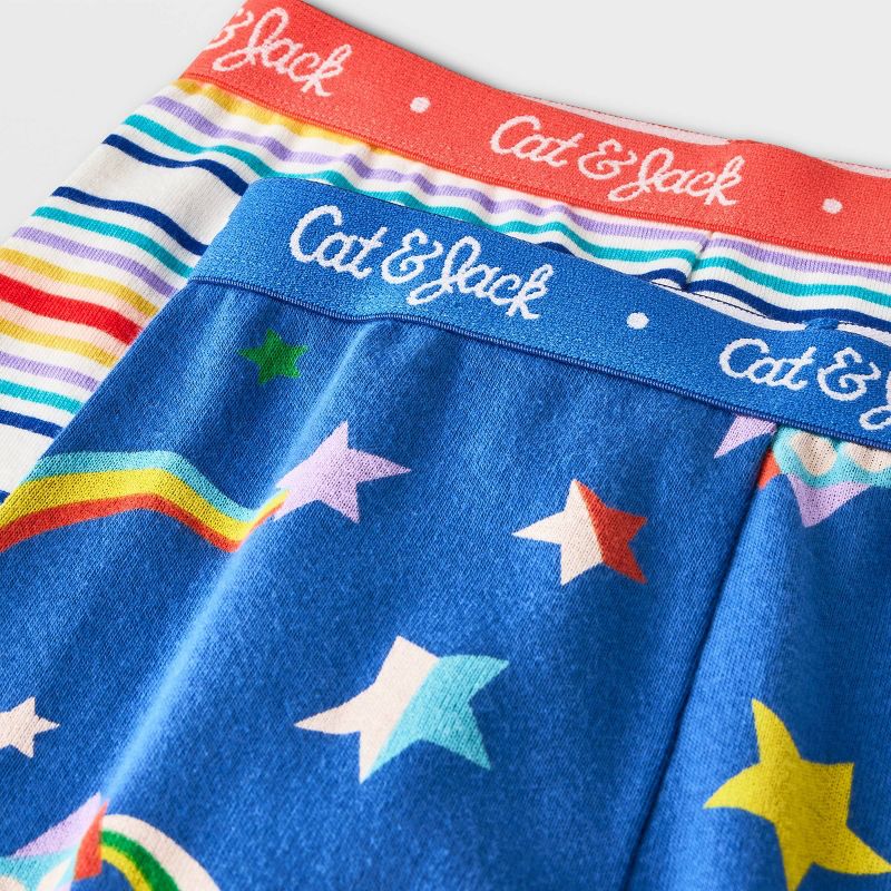 Toddler Boys&#39; 4pc Rainbow Stars &#38; Striped Pajama Set - Cat &#38; Jack&#8482; Blue, 4 of 5