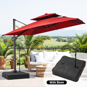 Crestlive Products 9'X11' Double Top Cantilever Umbrella Outdoor 360° Rotation 6 Heights Adjustable Offset Umbrella with Metal Pole and Base - 1 of 4