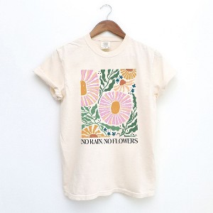 Simply Sage Market Women's Boho No Rain No Flowers Short Sleeve Garment Dyed Tee - 1 of 4