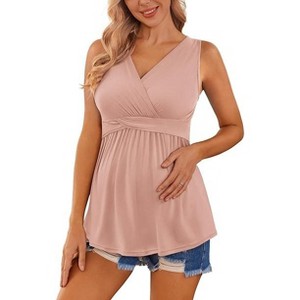Ekouaer Women's Maternity Nursing Top for Pregnancy and Postpartum, Easy Breastfeeding Tank Tee Shirts - 1 of 2