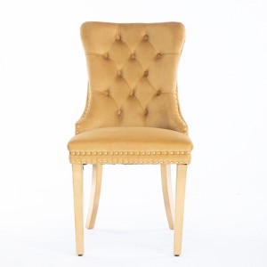 NicBex Set of 2 Velvet Dining Chair with Nailhead Trim,Tufted Button Back & Gold Golden Stainless Steel Plating Legs - 1 of 4
