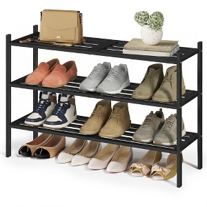 SONGMICS Bamboo Shoe Rack for Closet, Stackable Shoe Oragnizer