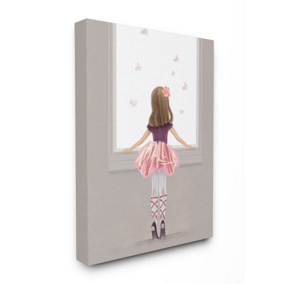 Stupell Industries Little Ballerina Dancer Girl Butterfly Pink Purple