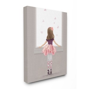 Stupell Industries Little Ballerina Dancer Girl Butterfly Pink Purple - 1 of 4