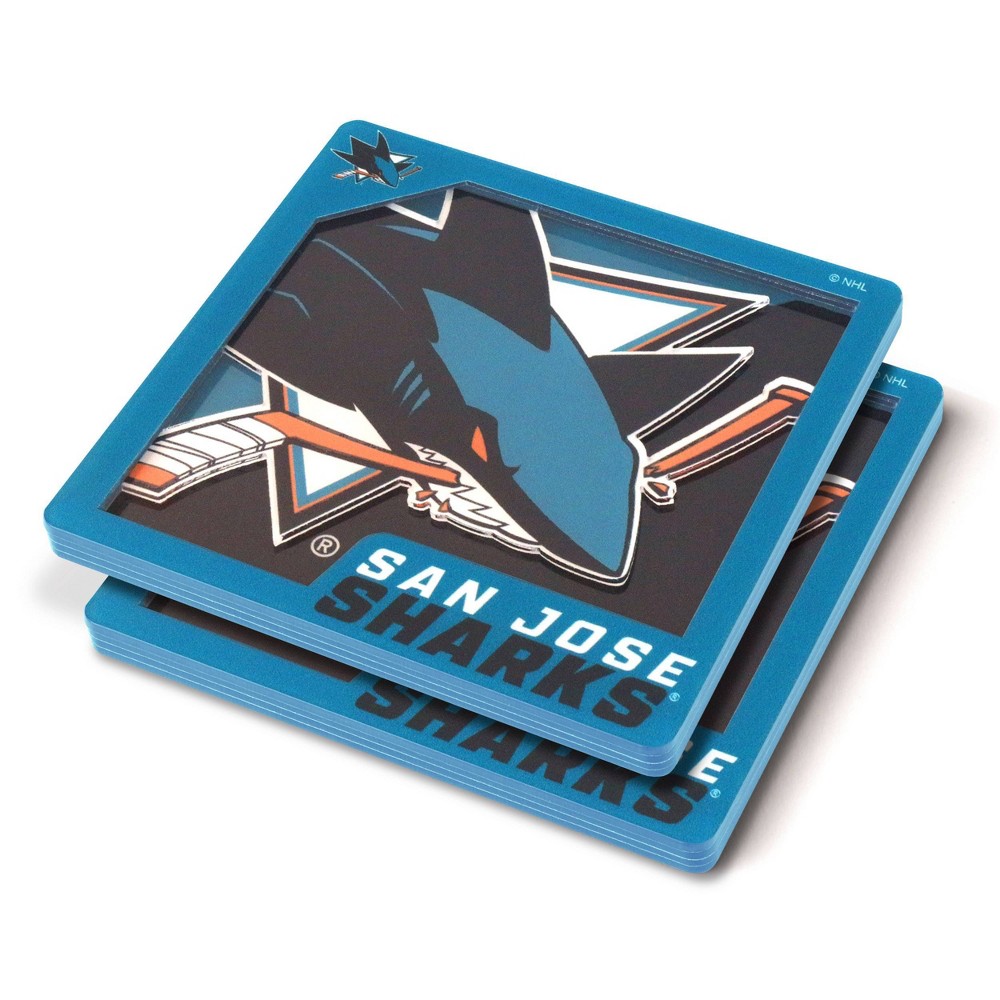 Photos - Glass NHL San Jose Sharks 3D Logo Series Coasters