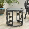 KWPZQEB Modern Boho Design Side Table, Outdoor Round Patio End Table, Rattan Coffee Table, Nightstand for Patio, Backyard, Garden, Living Room - 3 of 4