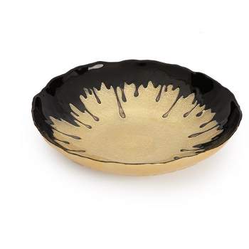 Classic Touch 11.75"D Black Dipped Gold Salad Bowl