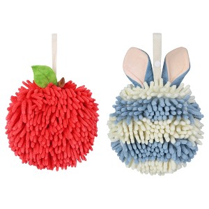 REGALWOVEN 2 Pcs Comfortable Soft Absorbent Chenille Ball Fuzzy Hand Towels - 1 of 4