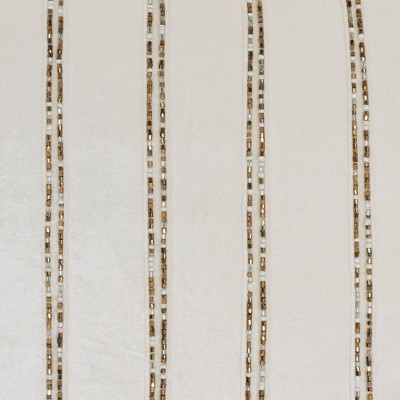 Ivory Beaded Striped Cotton Blend Lumbar Pillow