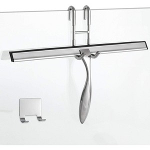 12-Inch Shower Squeegee Set, Includes Shower Door Hook and Adhesive Hook for Mirrors, Windows, and Glass Doors - 1 of 4