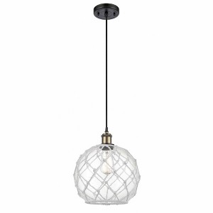 Farmhouse Rope - 1 Light Cord Hung Mini Pendant In Industrial Style-13 Inches Tall and 10 Inches Wide - 1 of 1