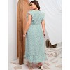 Womens Plus Size Casual Sleeveless Maxi Dress Ruffle Sleeve A Line Swing Summer Maxi Dress with Pockets - 2 of 4