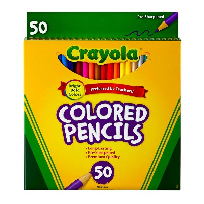Crayola 50ct Colored Pencils Assorted Colors: Non-Toxic Art & Stationery, School Supplies for Kids, 3.3mm Lead, Ages 5+