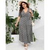 Coolmee Women Plus Size Casual Ruffle V Neck Short Sleeve High Waist Layered Maxi Dress With Belt - 2 of 4