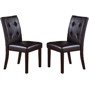 ORRD Elegant Upholstered Dining Chairs with Button Tufting, Faux Leather, Set of 2, Dark Brown - 1 of 4
