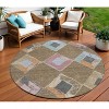 Brown Mauve And Charcoal Geometric Washable Indoor Outdoor Area Rug - 2 of 4