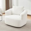 38" Swivel Barrel Accent Chair with Upholstered Boucle and Throw Pillow, Modern Swivel Chair Sofa for Living Room,Swivel Chair for Office-Koiai - 3 of 4