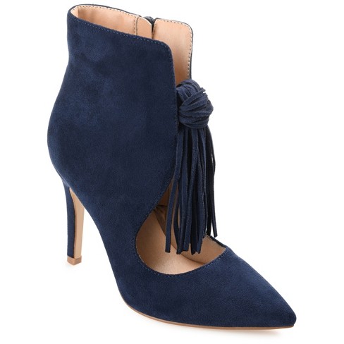 Journee Collection Womens Cameron Pointed Toe Stiletto Ankle Booties Navy 7